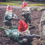 Garden Gnome Statue Military Camouflage Hand-Painted UV-Protected