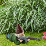Garden Gnome Statue Military Camouflage UV-Resistant Resin
