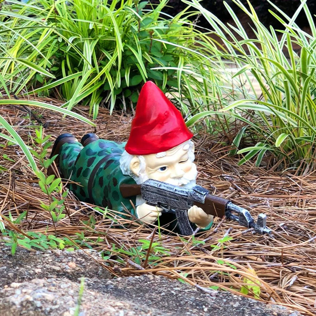 Garden Gnome Statue Military Warrior Design Weatherproof & Fade-Resistant
