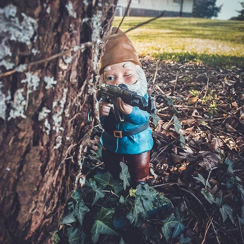 Garden Gnome Statue Military Warrior Design Weatherproof & Fade-Resistant
