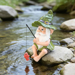 Garden Gnome Statue Resin Fishing Design Outdoor Decor
