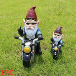 Garden Gnome Statue Resin Motorcycle Rider Outdoor Decor
