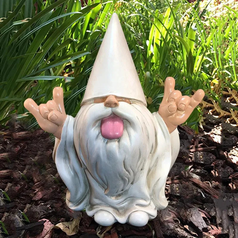 Garden Gnome Statue Resin Tongue-Out Design Outdoor Decor