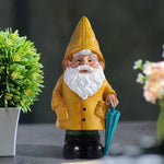 Garden Gnome Statue Resin Weatherproof Yellow Umbrella Design