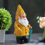 Garden Gnome Statue Resin Weatherproof Yellow Umbrella Design