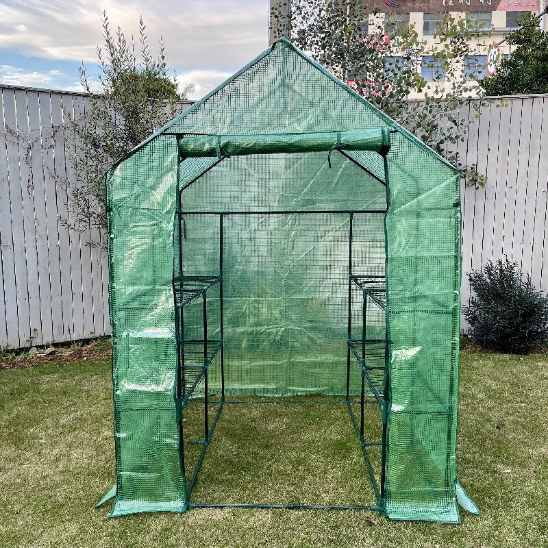 Garden Greenhouse Mesh Ventilation Windows Roll-Up Zippered Door