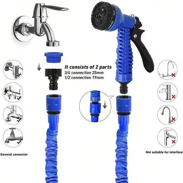 Garden Hose Expandable 50 Ft Kink-Resistant & Multi-Pattern Nozzle