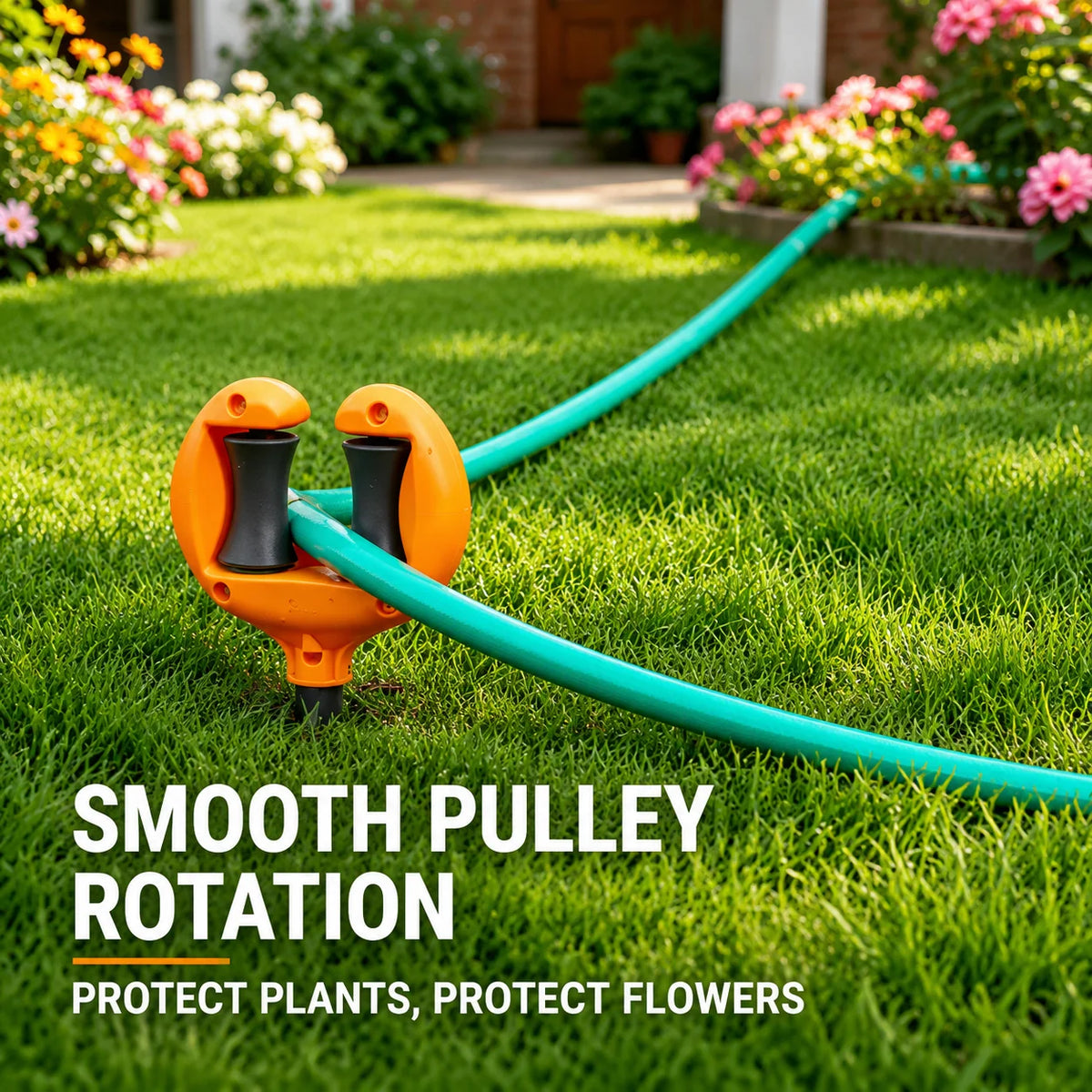 Garden Hose Guide Dual Rollers Metal Stake Plant Protection