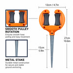 Garden Hose Guide Dual Rollers Metal Stake Plant Protection