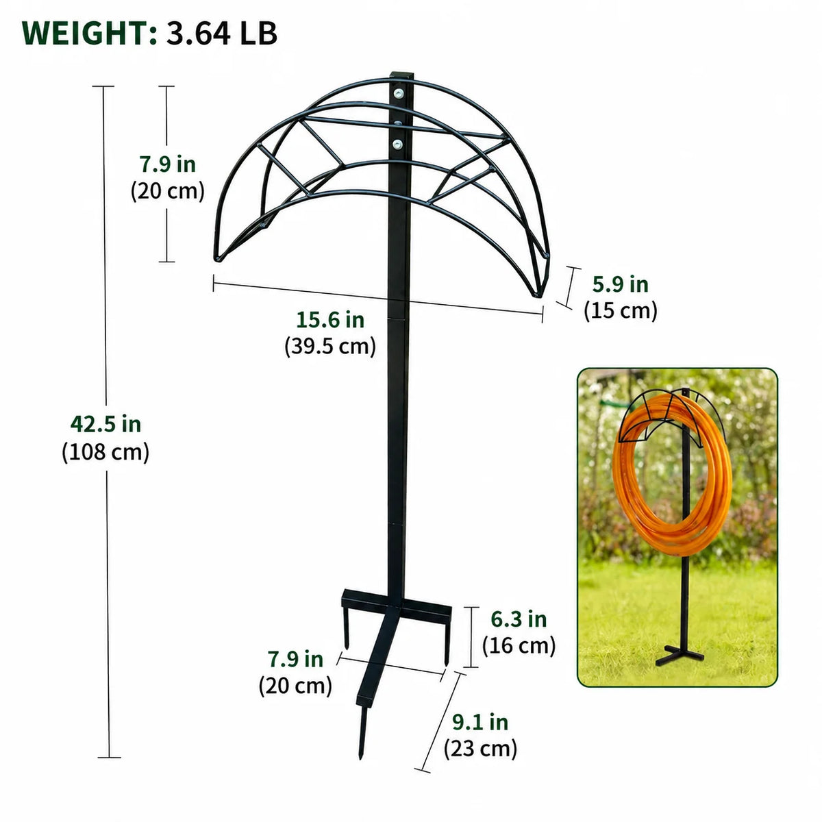 Garden Hose Holder Freestanding Steel Ground Stakes