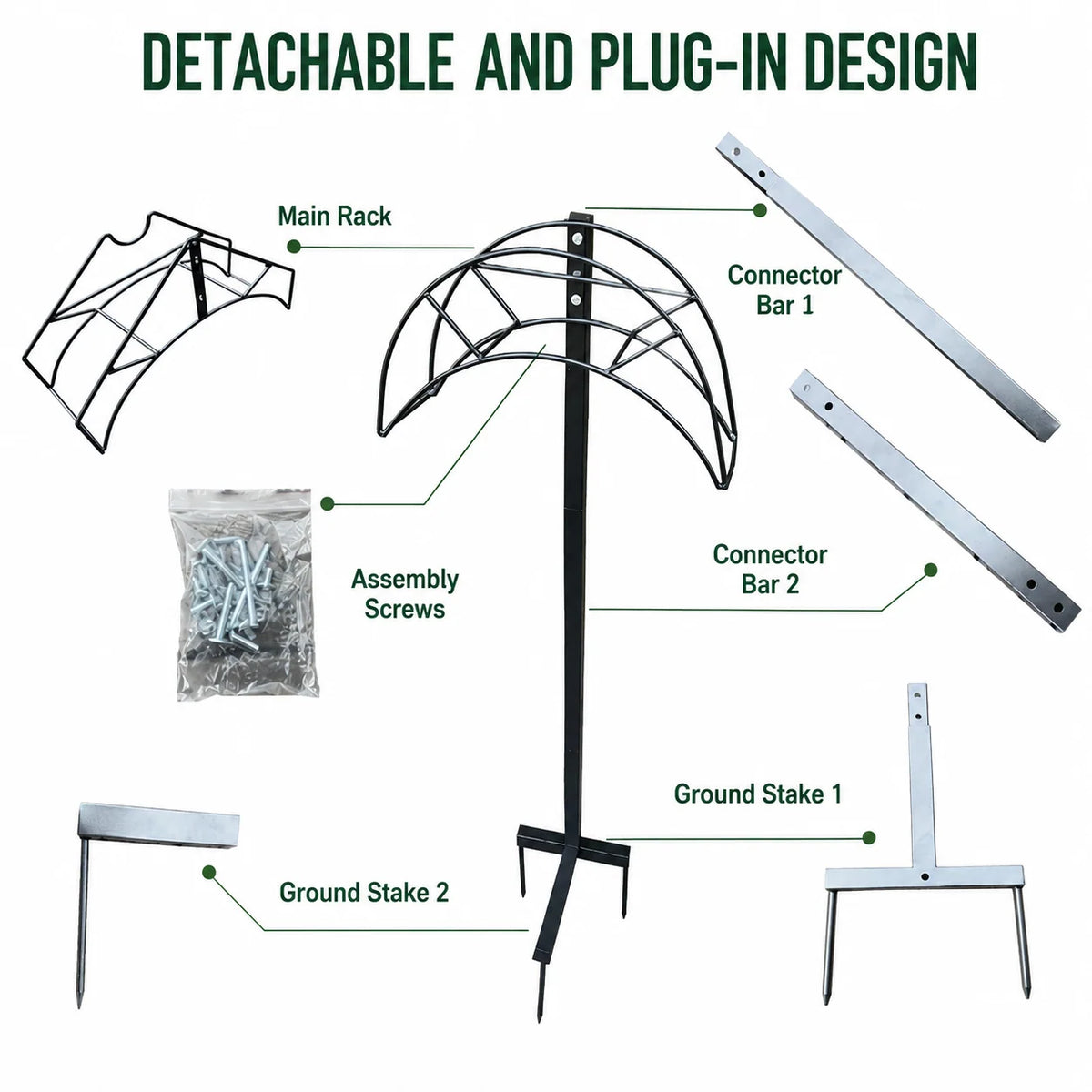 Garden Hose Holder Freestanding Steel Ground Stakes