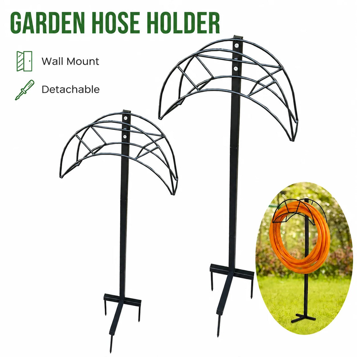 Garden Hose Holder Freestanding Steel Ground Stakes