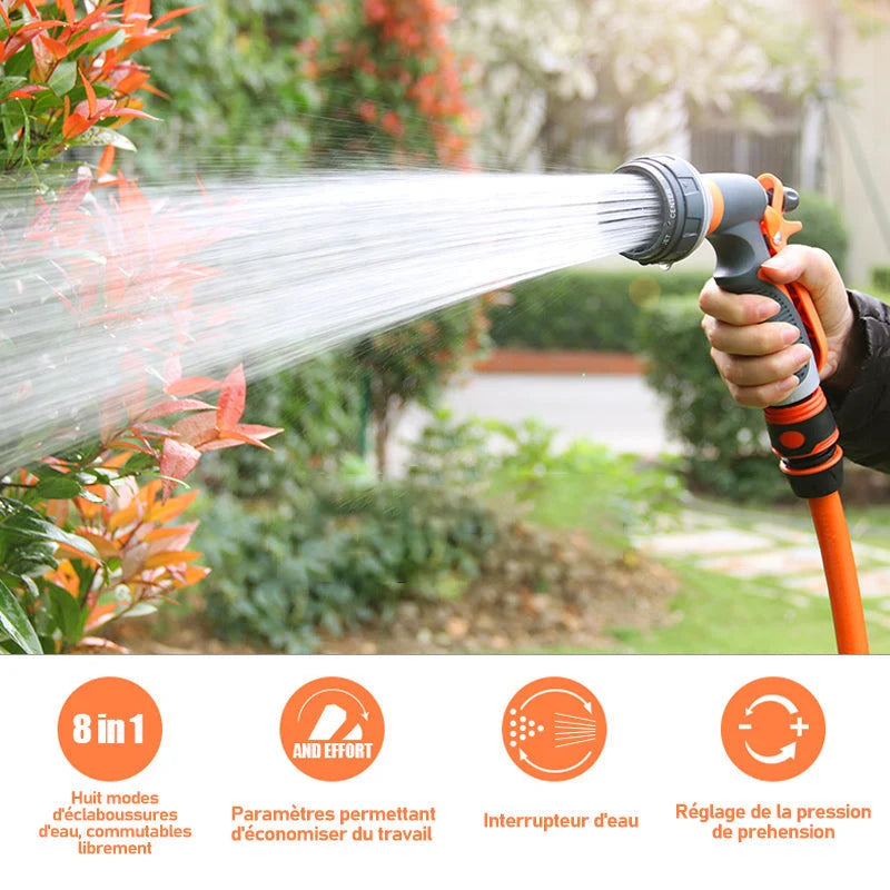 Garden Hose Nozzle 8 Spray Settings Water-Saving Ergonomic Grip