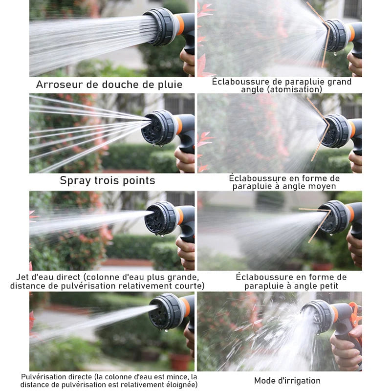 Garden Hose Nozzle 8 Spray Settings Water-Saving Ergonomic Grip