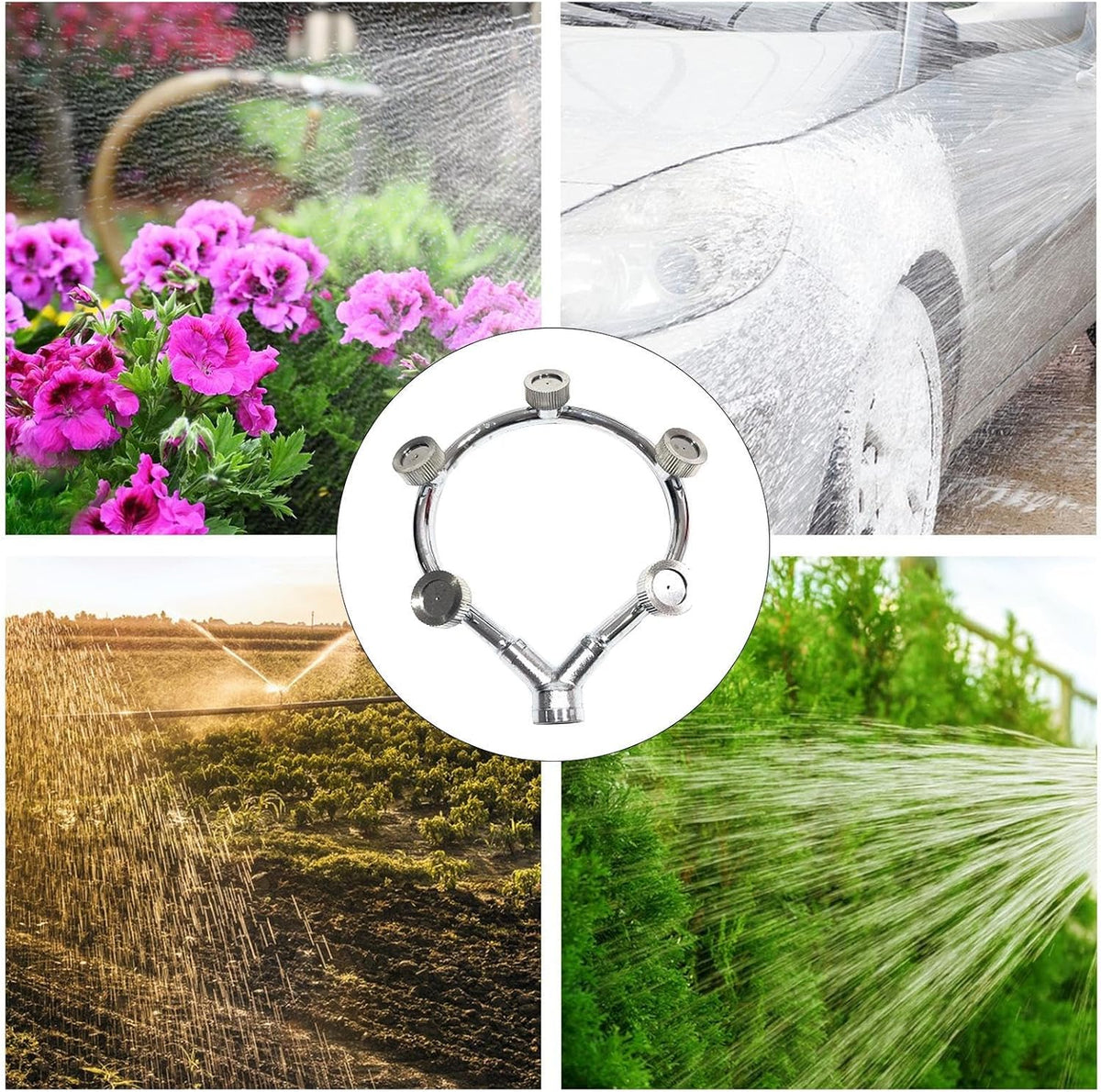 Garden Hose Nozzle High-Pressure Stainless Steel Multi-Spray