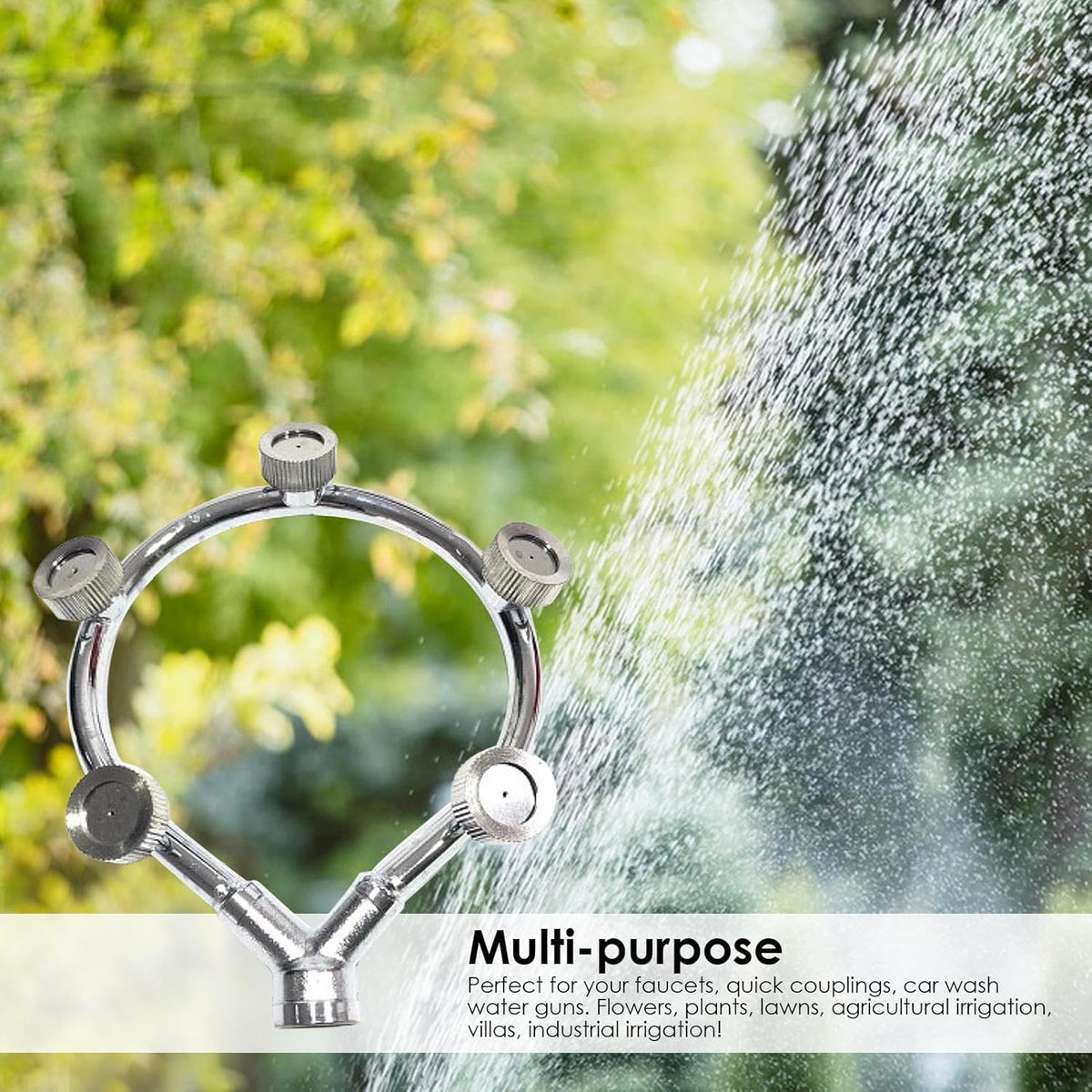 Garden Hose Nozzle High-Pressure Stainless Steel Multi-Spray