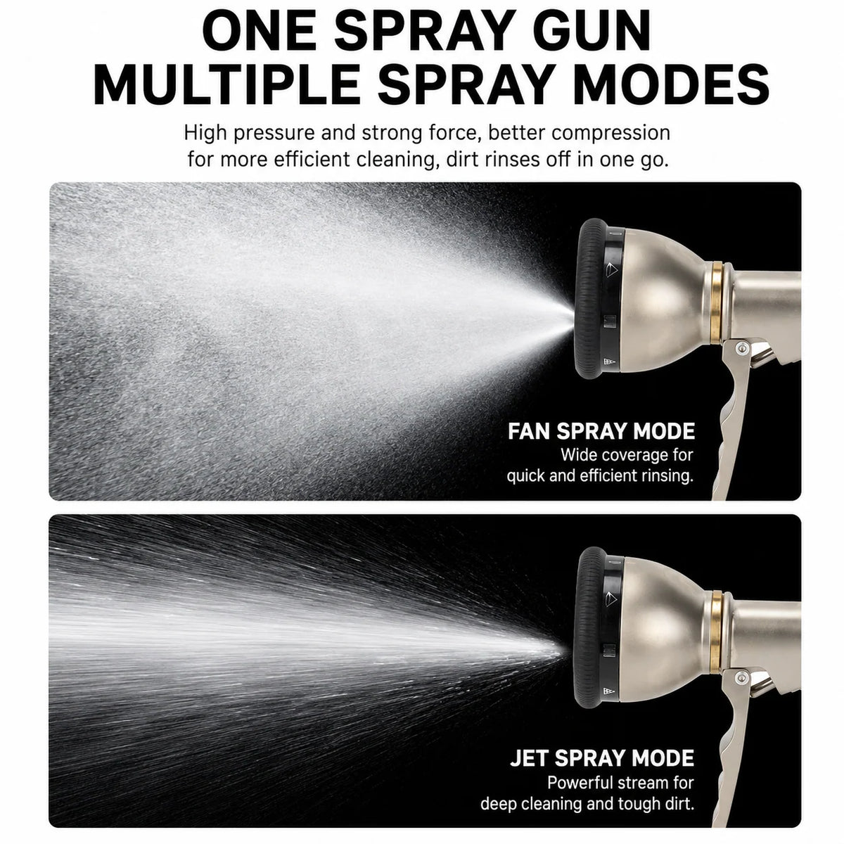 Garden Hose Nozzle Metal 9 Spray Patterns Trigger Lock