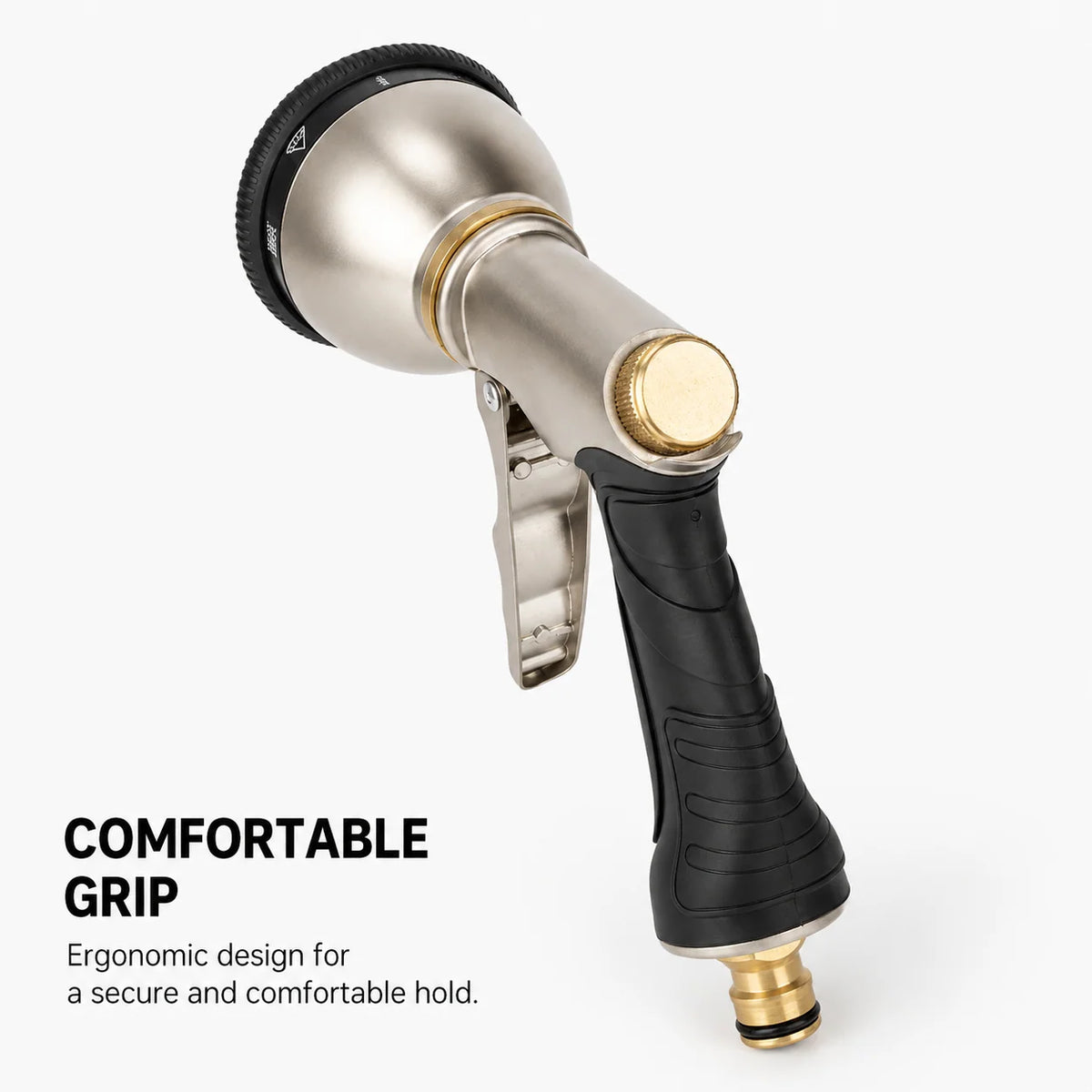 Garden Hose Nozzle Metal 9 Spray Patterns Trigger Lock