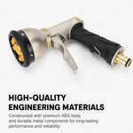 Garden Hose Nozzle Metal 9 Spray Patterns Trigger Lock