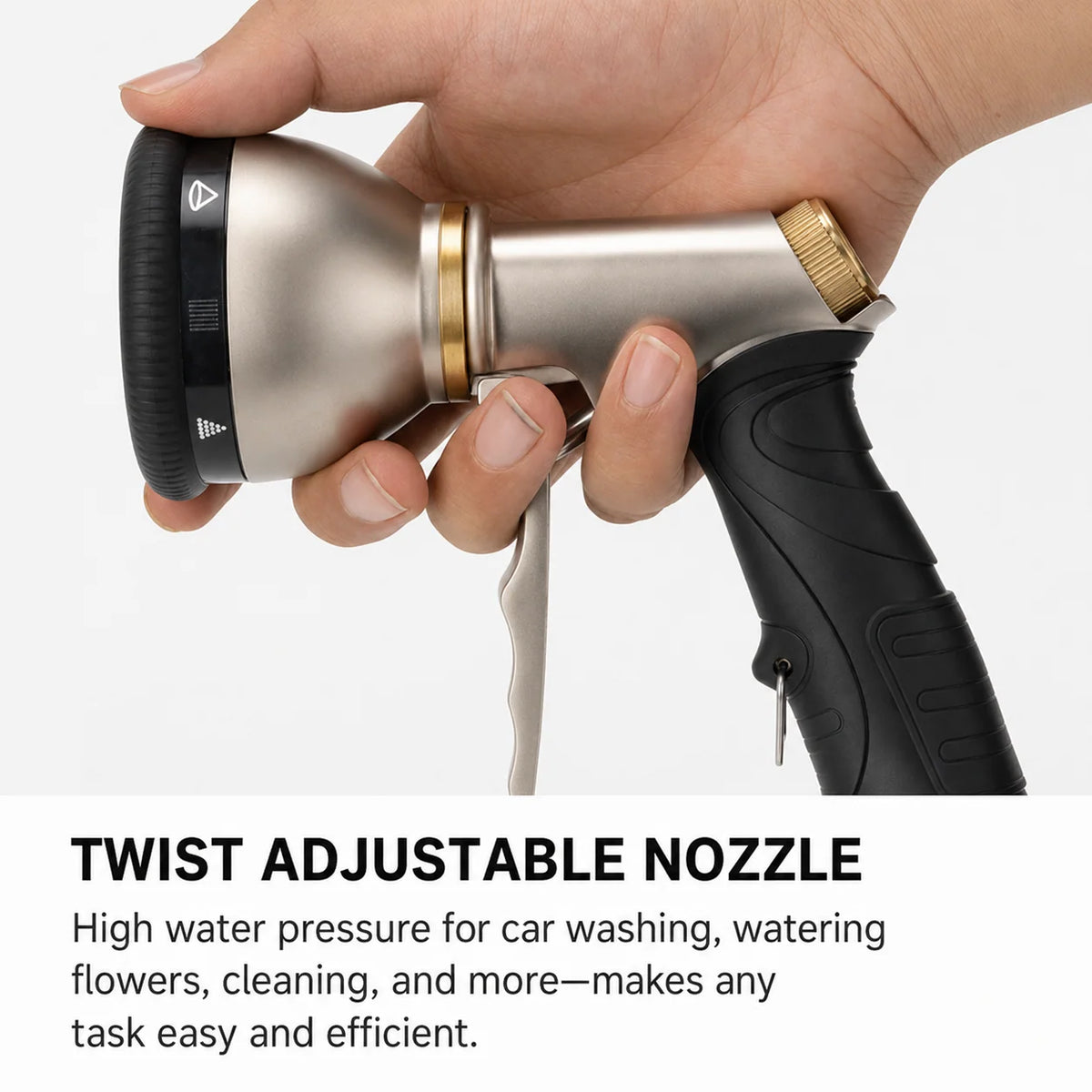 Garden Hose Nozzle Metal 9 Spray Patterns Trigger Lock