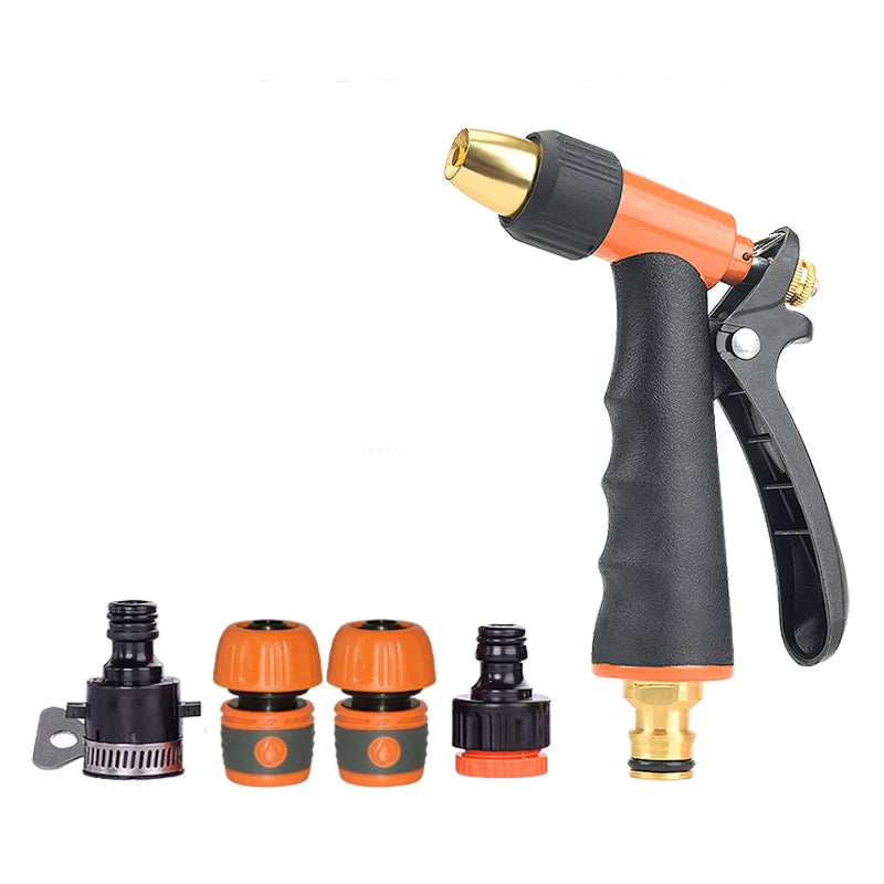 Garden Hose Nozzle Metal Jet-To-Fan Spray Trigger Lock