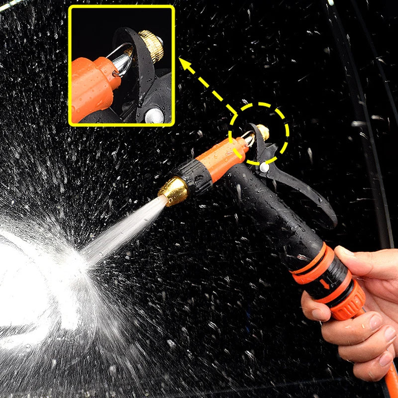 Garden Hose Nozzle Metal Jet-To-Fan Spray Trigger Lock