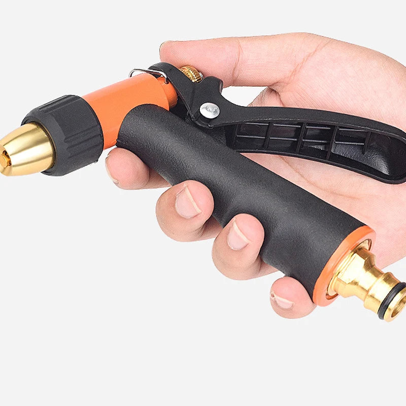 Garden Hose Nozzle Metal Jet-To-Fan Spray Trigger Lock