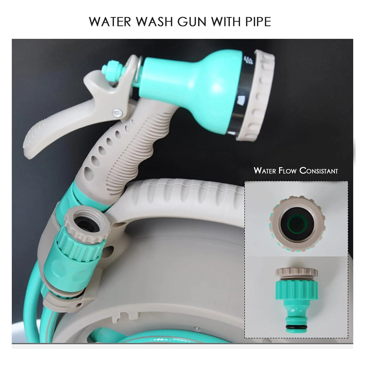 Garden Hose Reel Tangle-Free Portable Integrated Nozzle