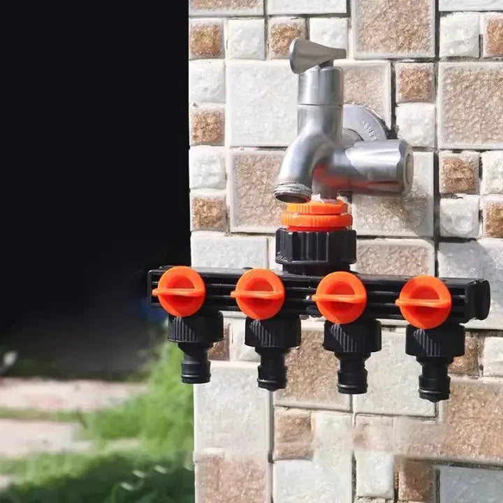 Garden Hose Splitter 4-Way Adjustable Leak-Proof