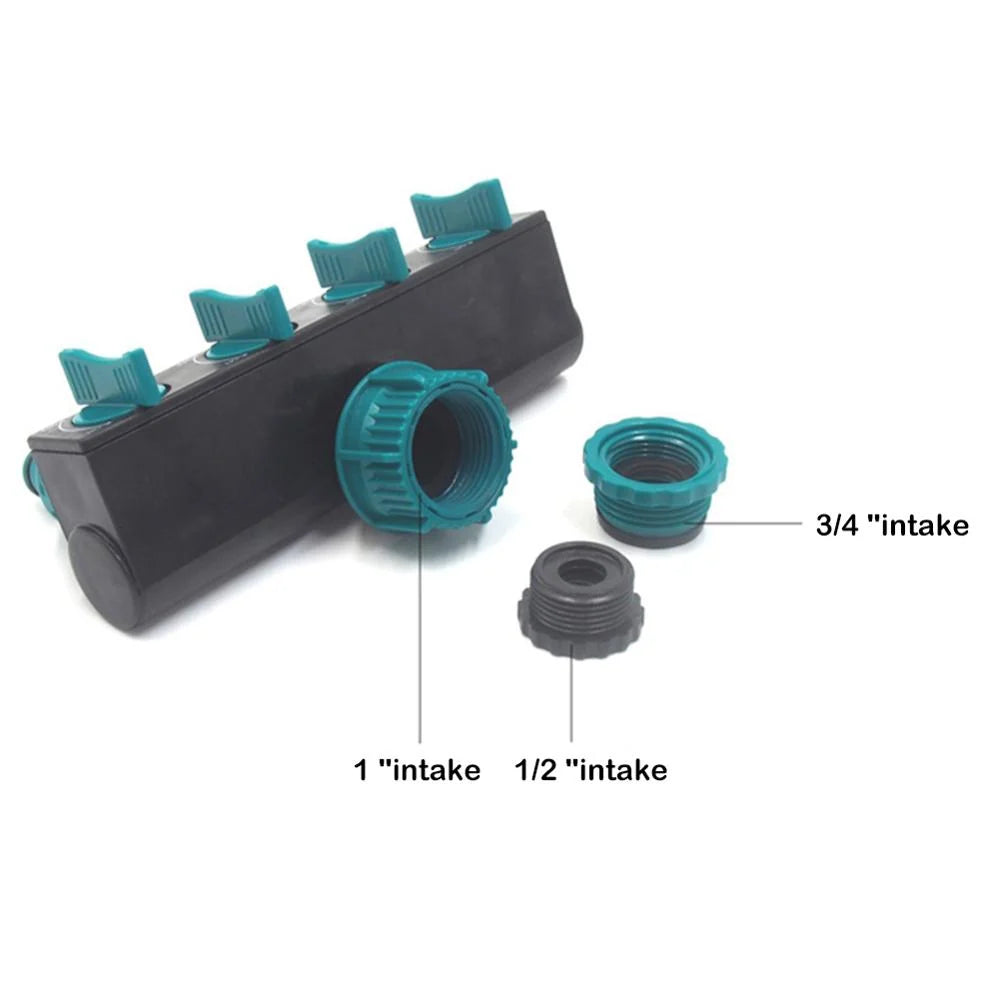 Garden Hose Splitter 4-Way Individual Flow Control