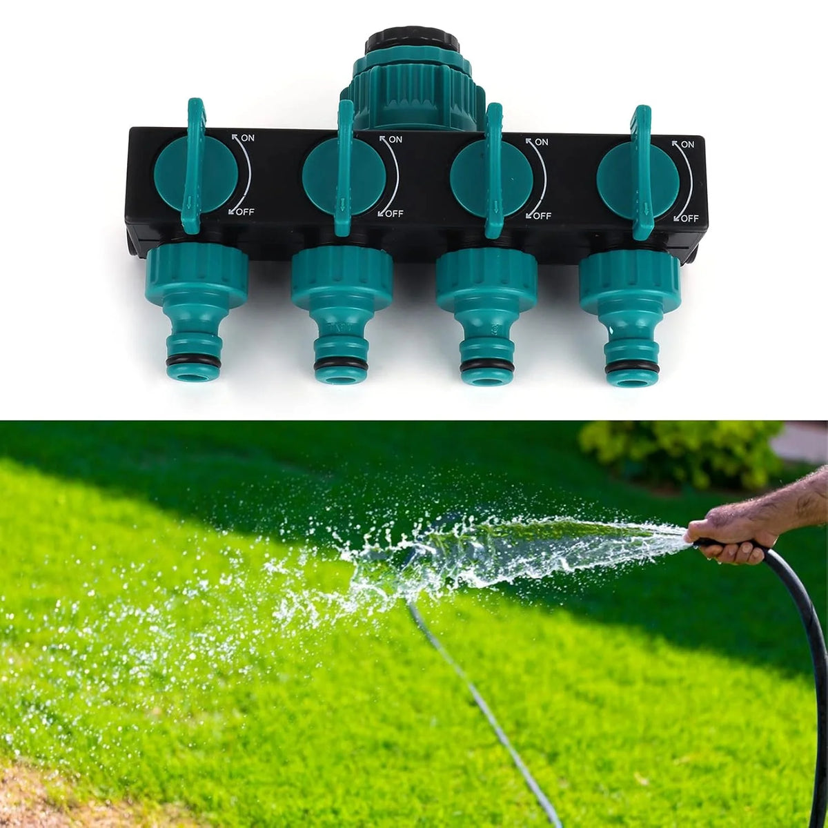 Garden Hose Splitter 4-Way Individual Flow Control