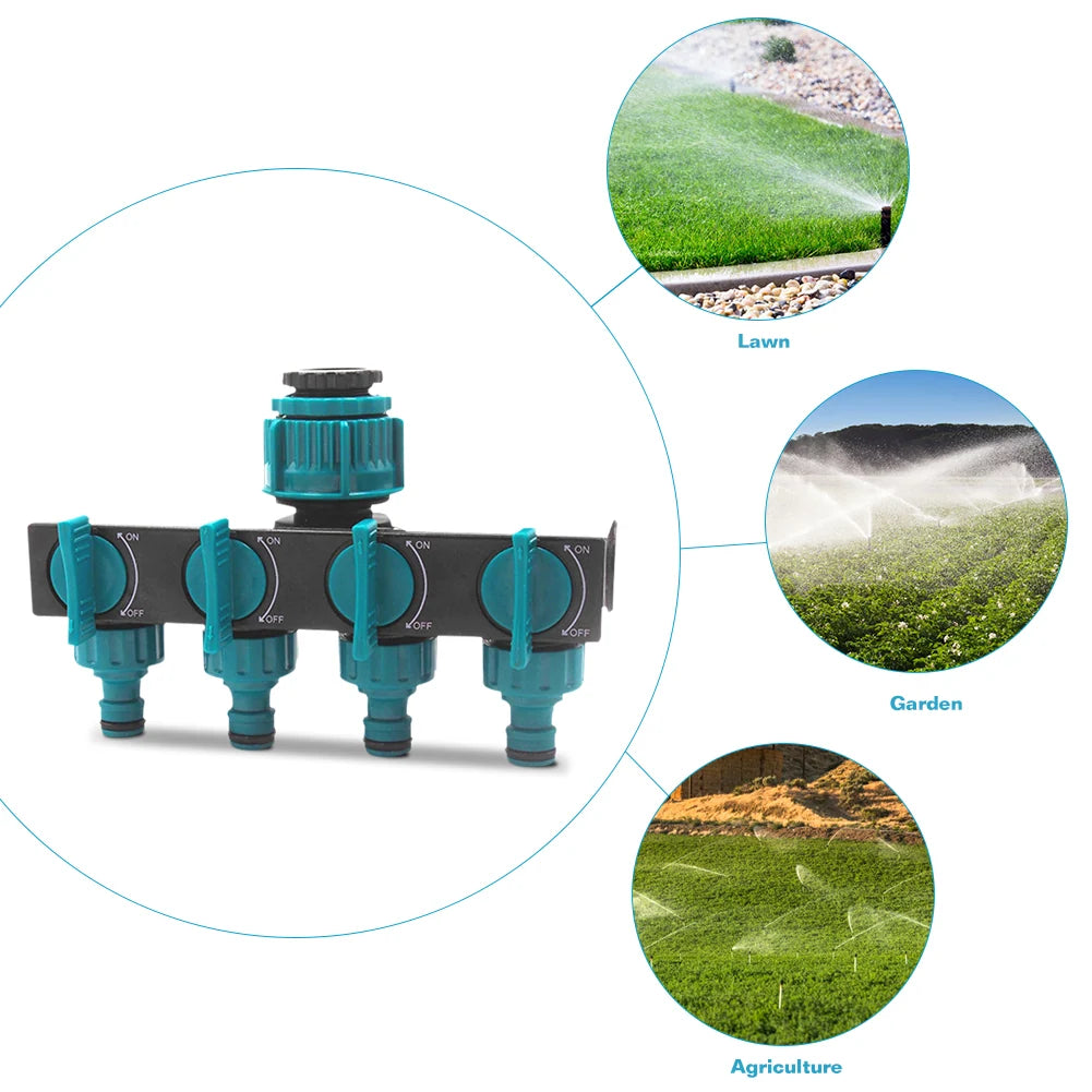 Garden Hose Splitter 4-Way Individual Flow Control