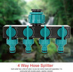 Garden Hose Splitter 4-Way Individual Flow Control
