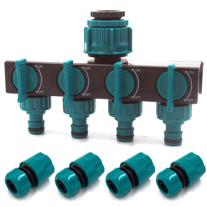Garden Hose Splitter 4-Way Individual Flow Control