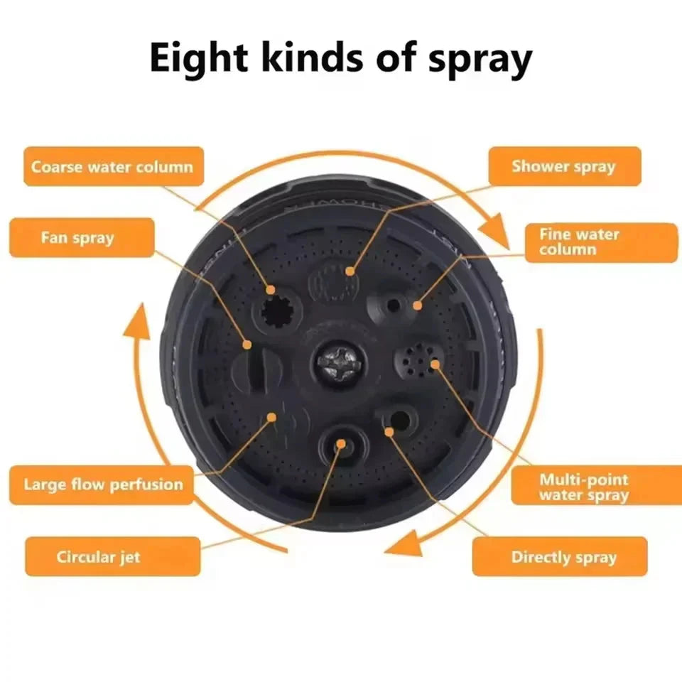 Garden Hose Spray Gun 8 Patterns Trigger Lock Non-Slip Grip