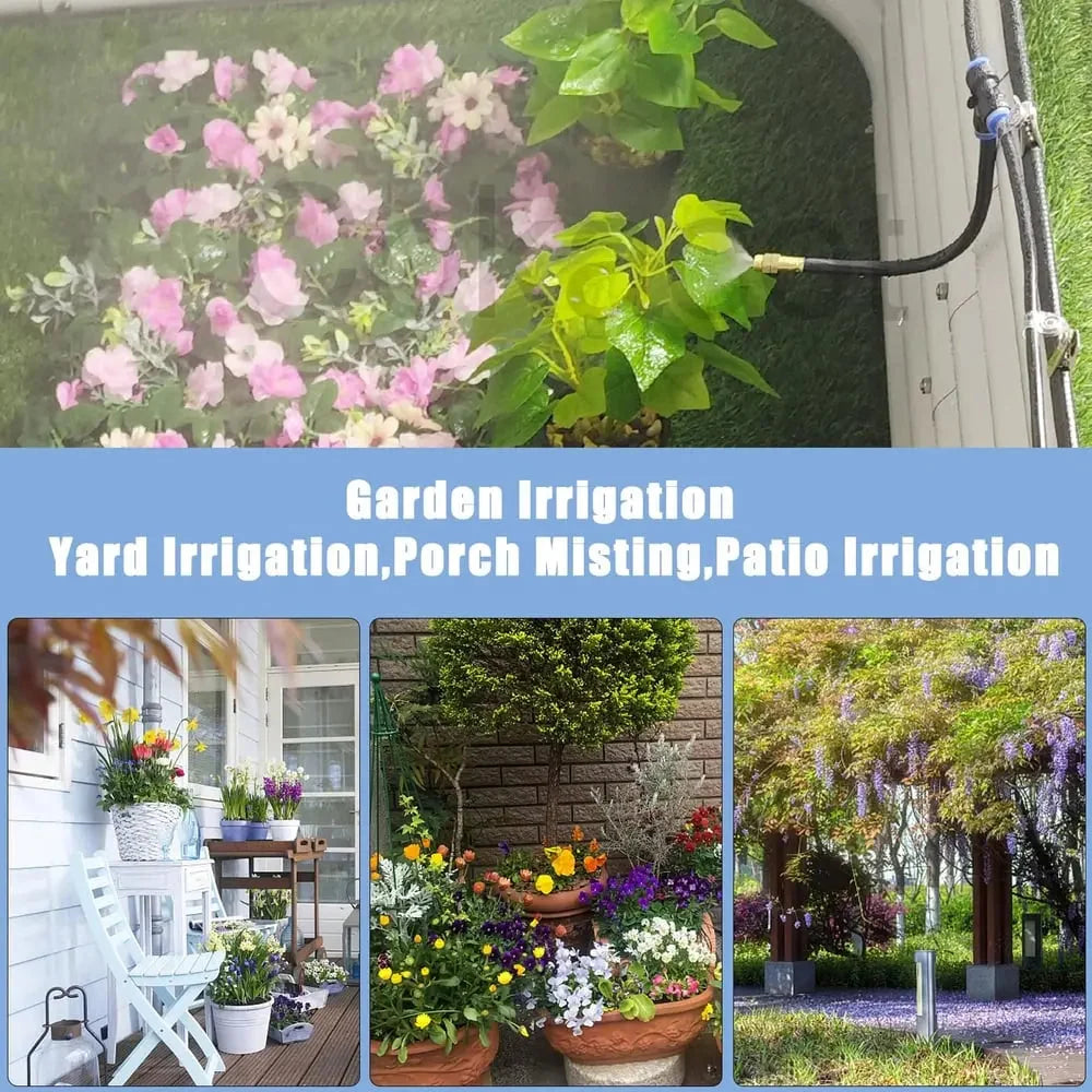 Garden Irrigation Kit 10m Hose & Adjustable Nozzles