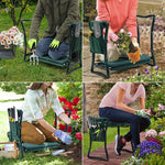 Garden Kneeler Bench Ergonomic Padded Waterproof Steel Frame