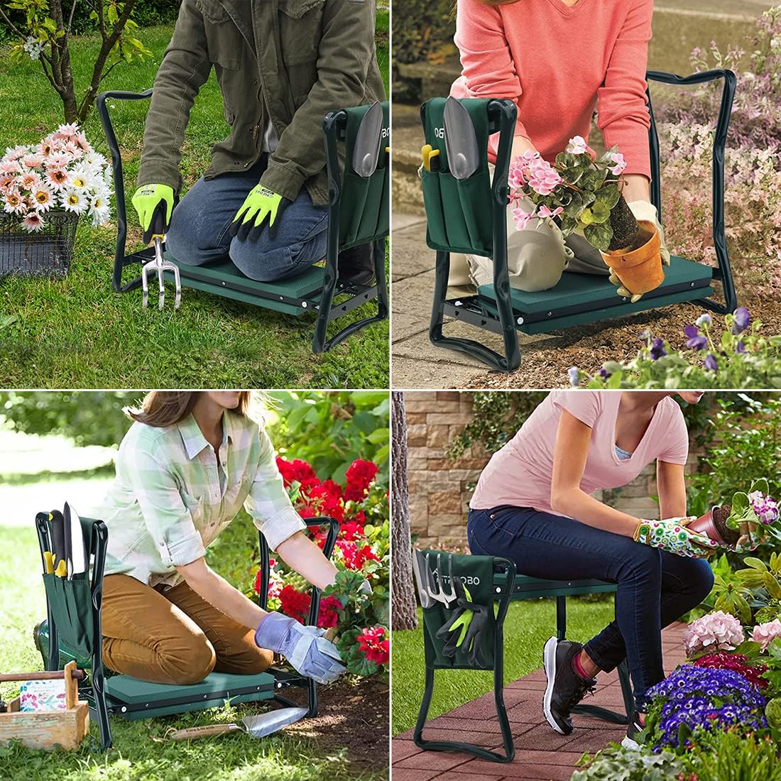 Garden Kneeler Bench Ergonomic Padded Waterproof Steel Frame