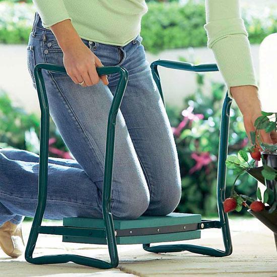 Garden Kneeler & Seat 34-Inch Padded Backrest Tool Pouch