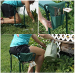 Garden Kneeler & Seat 34-Inch Padded Backrest Tool Pouch