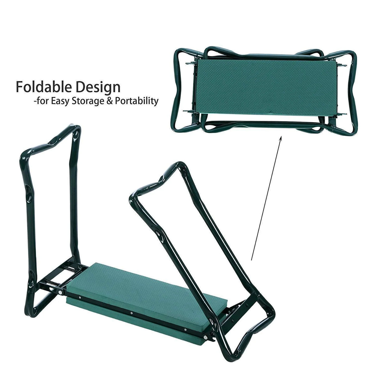 Garden Kneeler & Seat 34-Inch Padded Backrest Tool Pouch