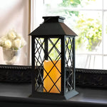 Garden Lantern Solar Powered Vintage Iron & Glass Automatic Dusk Lighting