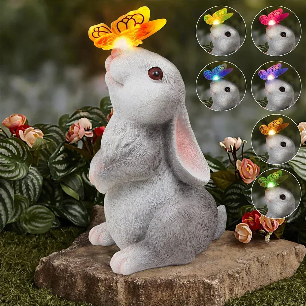Garden Light Weatherproof Resin Bunny & Butterfly
