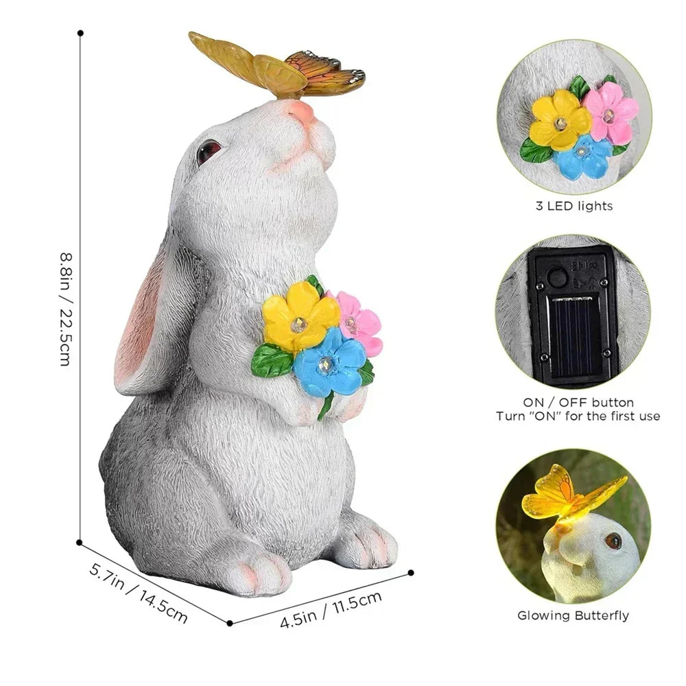 Garden Light Weatherproof Resin Bunny & Butterfly
