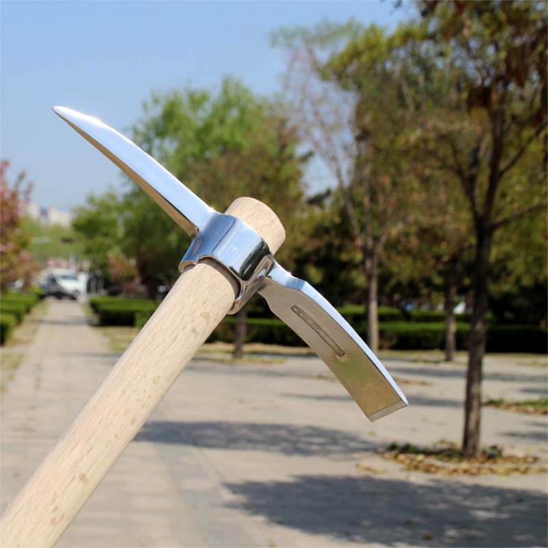 Garden Mattock Pick Double-Headed Stainless Steel Wood Handle