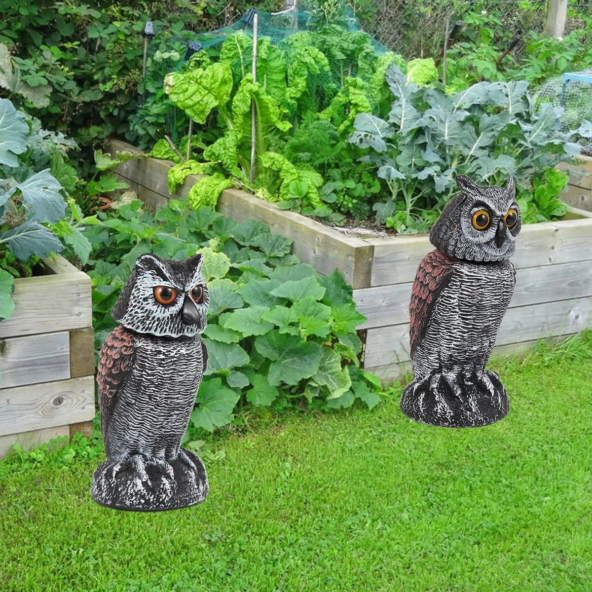 Garden Owl Decoy Wind-Powered Rotating Head 2-Pack