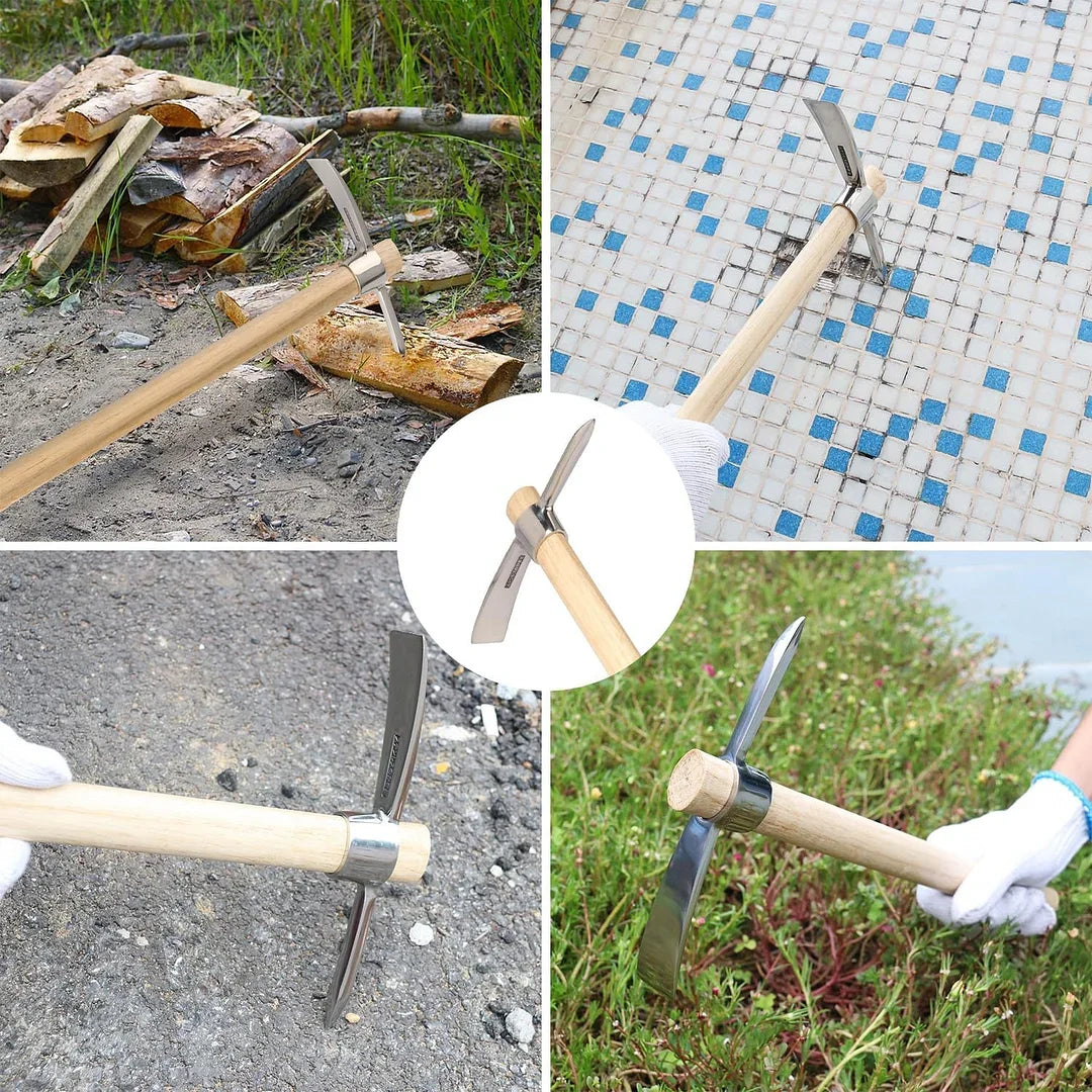 Garden Pickaxe Dual-Head Stainless Steel & Ergonomic Handle