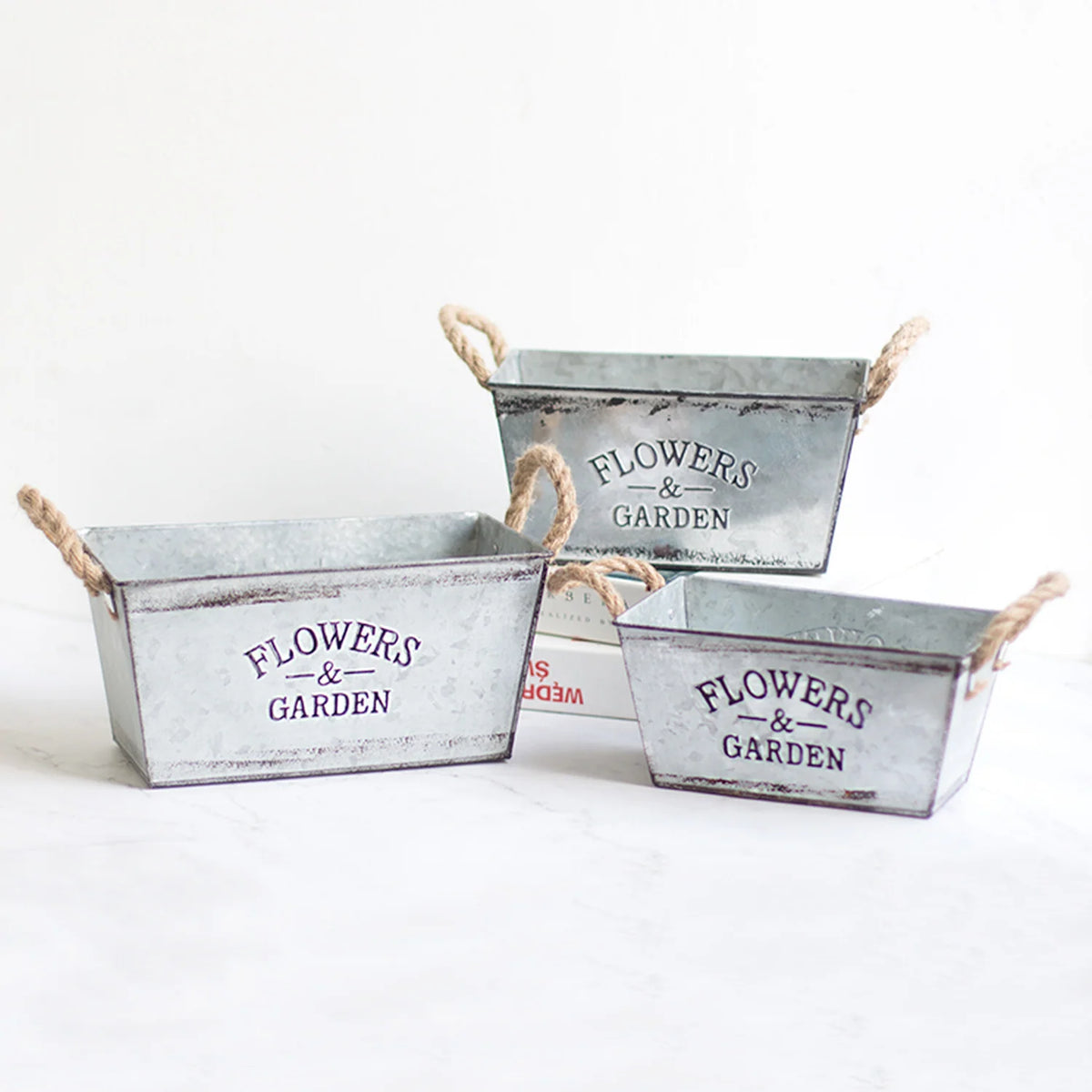 Garden Planter Metal Hemp Rope Handles