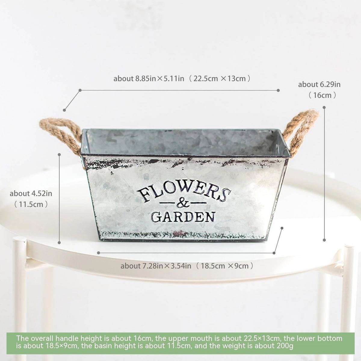 Garden Planter Metal Hemp Rope Handles
