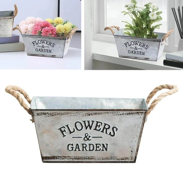 Garden Planter Metal Hemp Rope Handles
